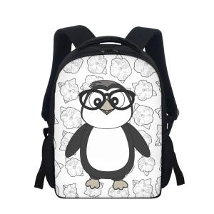 Mochila Kawaii de Pingüino con Estampado Floral: Gran Capacidad y Resistente al Desgaste para Estudiantes
