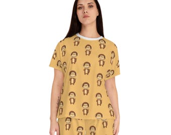 Monkey Print Pajama Set: Women's Comfy Sleepwear