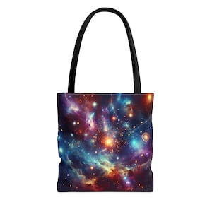 Galaxy Tote Bag - Cosmic Space Design, Starry Night Handbag, Astronomy Shoulder Bag, Celestial Shopping Tote, Universe Canvas Purse