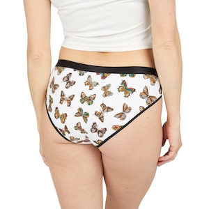 Butterfly Garden Briefs Women&#39;s Underwear - Floral Lingerie, Stylish Panties, Nature Inspired Intimates, Feminine Undergarments