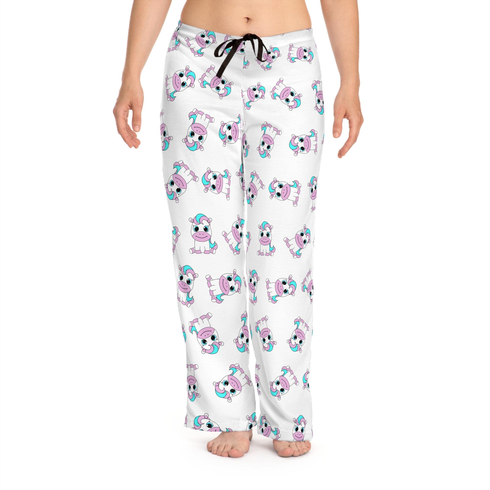 Kawaii Ponies Pajama Pants, Cute Horse Lounge Bottoms, Comfy Kawaii Ponies Pajama Pants, Cute Horse Lounge Bottoms, Comfy