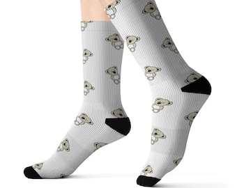 Fleece Lined Socks, Bear Pattern, Winter Cozy Socks