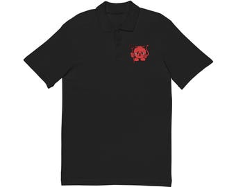 Embroidered Kawaii Devil Polo Shirt, Unisex Satan Tee