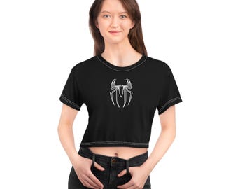 Camiseta corta de araña gótica: moda de Halloween