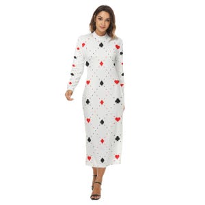 Kawaii Heaven Frauen Sexy eng anliegendes Hüftkleid mit Reißverschluss | Maxikleid der Königin der Karten
