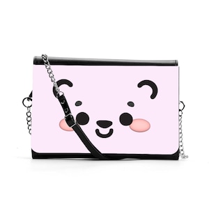 Kawaii Blush Bear Chain Bag – Women’s Multifunctional PU Leather Satchel | Crossbody & Shoulder Bag