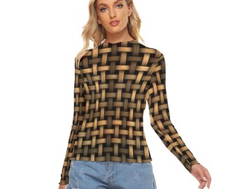 Camiseta de malla tejida Mirage: manga larga, ligera y sexy, con un estilo moderno.