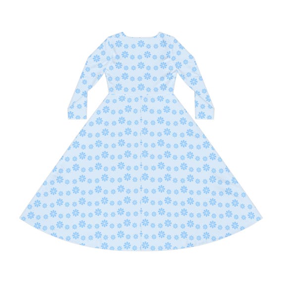 ライトブルーの花柄ダンスドレス：エレガントな社交ダンスウェア