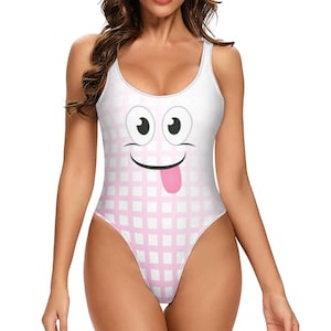 Cheeky Smile One-Piece Swimsuit – Women’s U-Back Slim Fit Swimwear | Polyester + Spandex Blend