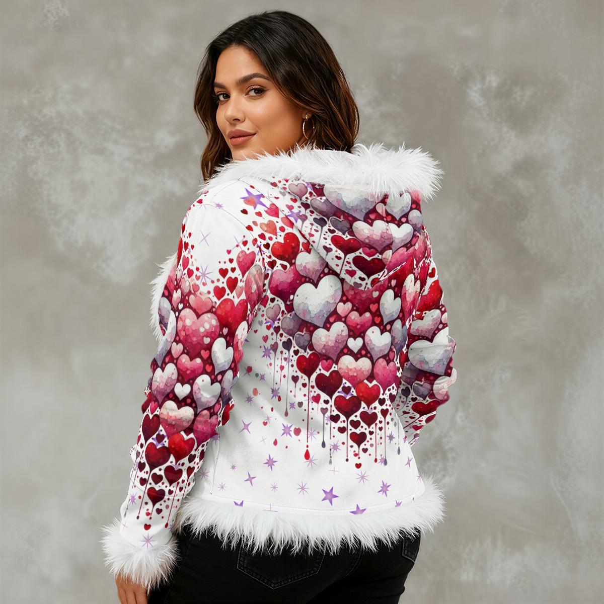 Heart Hoodie Jacket With Faux Fur Trim – Cozy Zip up Hoodie - Etsy