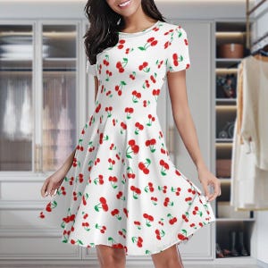 cherry red a line dress Casual Dress SATI, Summer Casual A Line Dress in Cherry Red