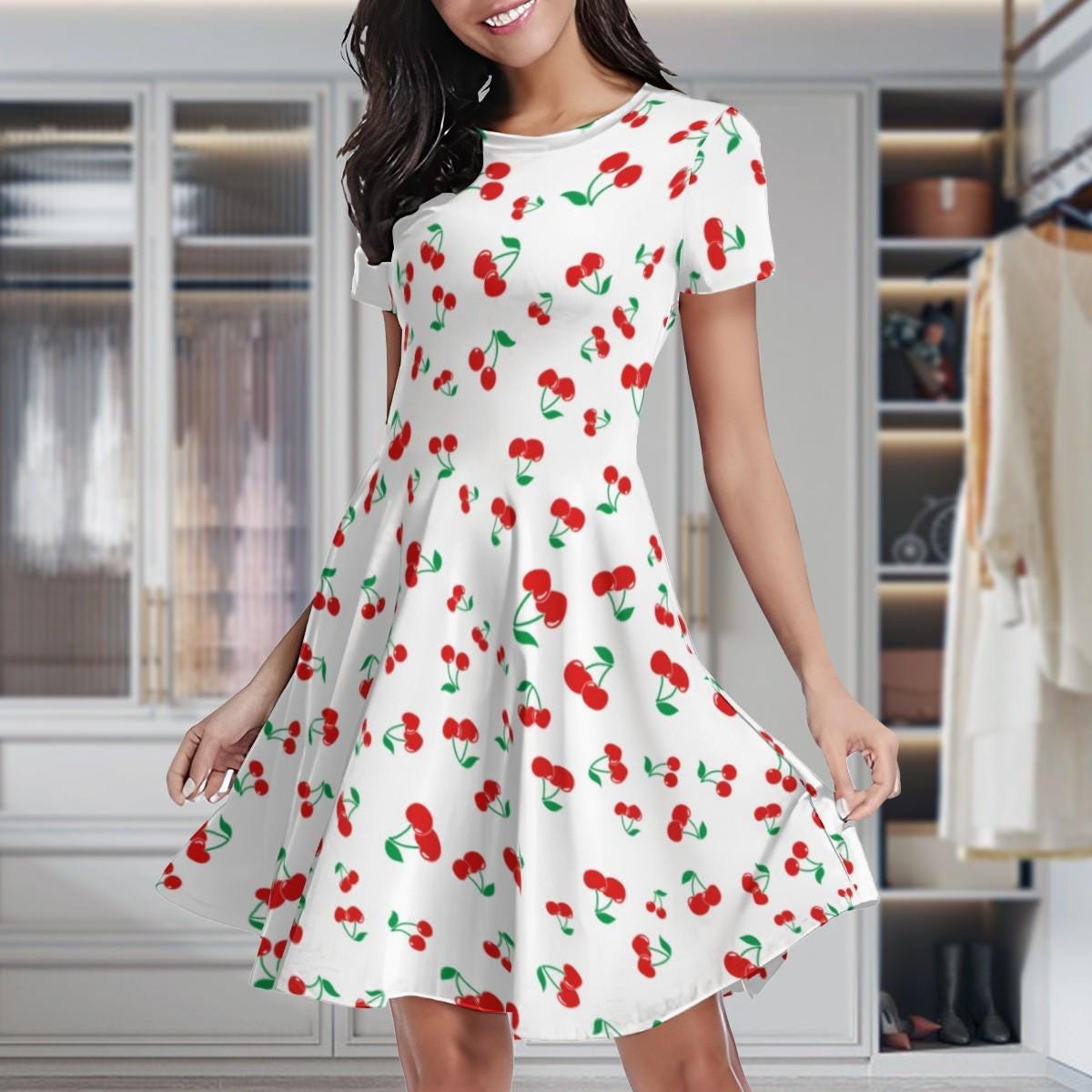 Cherry Print Dress - Etsy