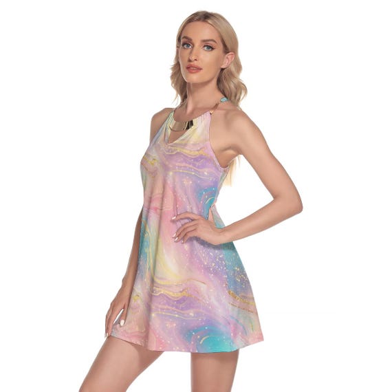 pastel galaxy dress Rachel Allan Prom 70444