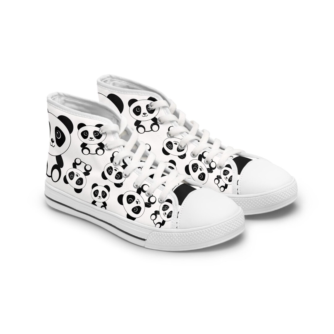 Kawaii Pandas High Tops, Cute Panda Shoes, Women's Fashion Sneakers ...