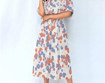 Floral Print Midi Dress | Women’s Elastic Waist Summer Casual Dress