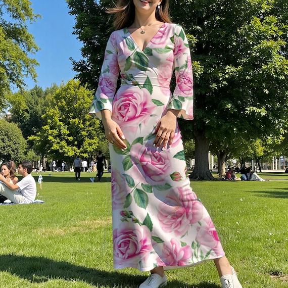 white christmas dresses Pink Floral Maxi Dress - All Dresses