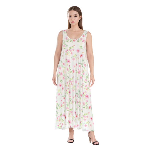 Kawaii Heaven Women's Blooming Grace Floral Maxi Dress, Rayon Fabric, Ankle Length
