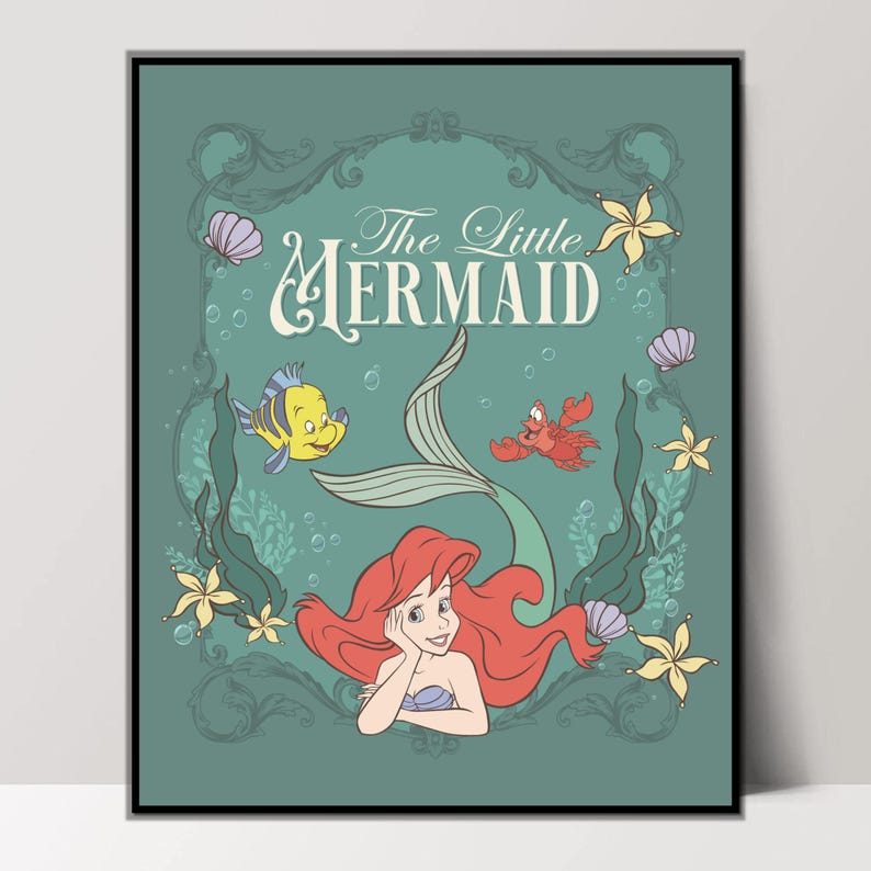 Vintage Disney Princess Wall Art Decor for Girls Bedroom 6 Pcs