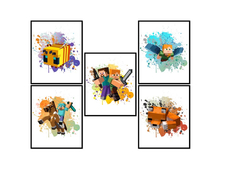 Minecraft Characters Inspired Posters 8x10 Set of 5 Unframed Prints ...