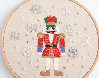 Handmade Nutcracker Embroidery Hoop Art – Christmas Wall Decor