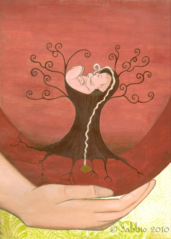 Items similar to Original painting The Placenta, tree of life on Etsy