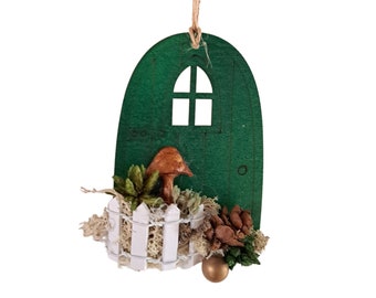 Mini Fairy Door Wall Hangings Cottage Core Witch Mushroom Moon Dried Flowers Handmade Designer