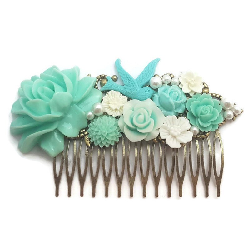 Blue Rose Comb-Wedding Fascinator-Fashion Hair Comb-Floral Accessory-Bridesmaid Hair-Wedding Accessory-Flower Hair Comb-Wedding Bobby Pins image 1