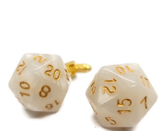 D20 Cuff Links White Wedding Cuff links Groomsmen Gifts Geeky Geekery Offbeat Wedding Bridal Party Gamer Wedding Fathers Day