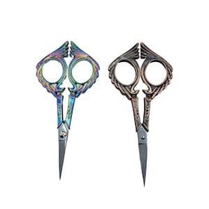 Winged Handle Embroidery Scissors Vintage Style Sewing Scissors in Rainbow or Bronze Small Precision Scissors for Crafting and Needlework