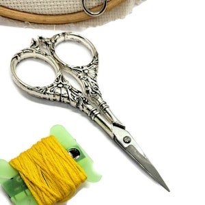 Silver Embroidery Scissors Cross Stitch Sewing Needlepoint Quilting Supply Art Nouveau Style Shears Fiber Arts Tatting Crewel image 1