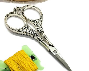 Silver Embroidery Scissors Cross Stitch Sewing Needlepoint Quilting Supply Art Nouveau Style Shears Fiber Arts Tatting Crewel