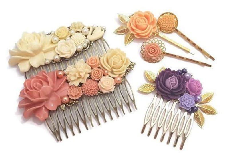 Black Rose Comb-Wedding Fascinator-Fashion Hair Comb-Floral Accessory-Bridesmaid Hair-Wedding Accessory-Flower Hair Comb-Wedding Bobby Pins