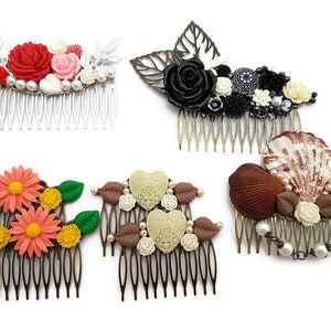 Black Rose Comb-Wedding Fascinator-Fashion Hair Comb-Floral Accessory-Bridesmaid Hair-Wedding Accessory-Flower Hair Comb-Wedding Bobby Pins image 10