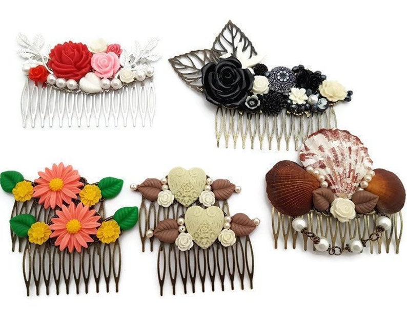 Black Rose Comb-Wedding Fascinator-Fashion Hair Comb-Floral Accessory-Bridesmaid Hair-Wedding Accessory-Flower Hair Comb-Wedding Bobby Pins image 10