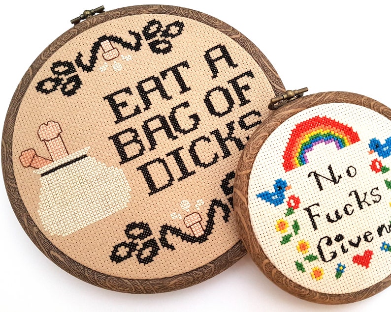 PDF Cross Stitch Pattern Eat a Bag of Dicks Penis Art Gag Gift DIY Gifts for Guys Man cave Decor Genital Art Body Humor Cross stitch Men image 2