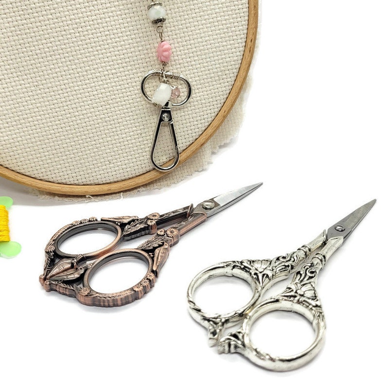 Silver Embroidery Scissors Cross Stitch Sewing Needlepoint Quilting Supply Art Nouveau Style Shears Fiber Arts Tatting Crewel image 5