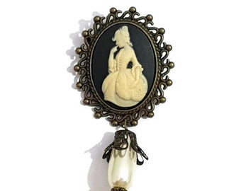 Lady Brooch-Cameo Lapel Pin-Victorian Brooch-EGL Pinback-Valentines Gift-Cameo Jewellery-Cameo Jewelry-Cameo Brooch-Bridesmaid Gift-Pretty