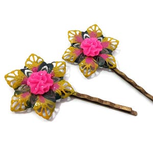 Pinwheel Bobby Pins Tie Dye Bobby Pins Neon Hair Pins Flower Hair Slides Floral Hair Clips Bright Hair Comb Gifts for Her Neon Bobby Pins