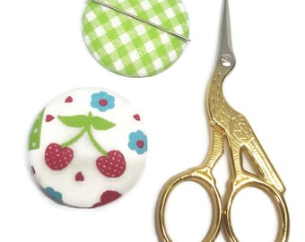 Cherry Needle Minder-Reversible Needleminder-Magnetic-Cross Stitch-Embroidery-Sewing-Needlepoint-Fruit Needle Minder-Kawaii Supply-Cute