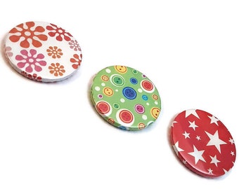 Star Magnet-Button Magnets-Fridge Magnets-refrigerator magnet-kitchen magnets-office magnets-set of 3-Psychedelic magnet-Pattern Magnets