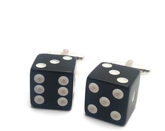 Black Dice Cuff Links Wedding Cuff links Groomsmen Gifts Geeky Wedding Offbeat Wedding Bridal Party Gamer Wedding French Cuffs Fathers Day