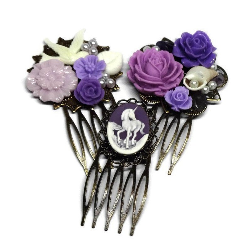 Purple Hair Clip Setset of 3flower Cliphair Etsy