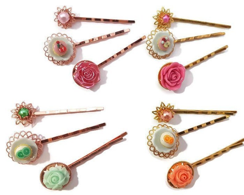 Grey Hair Pins Flower Bobby Pinsset of 3bridesmaid Etsy