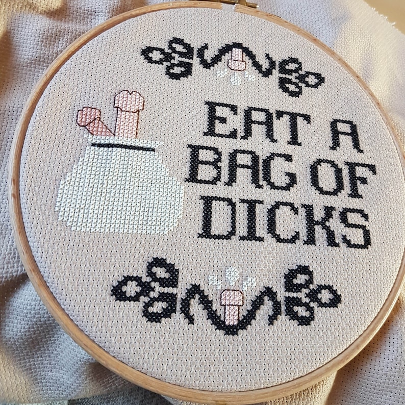 PDF Cross Stitch Pattern Eat a Bag of Dicks Penis Art Gag Gift DIY Gifts for Guys Man cave Decor Genital Art Body Humor Cross stitch Men image 4