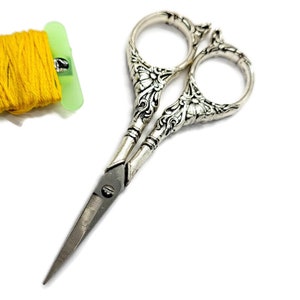 Silver Embroidery Scissors Cross Stitch Sewing Needlepoint Quilting Supply Art Nouveau Style Shears Fiber Arts Tatting Crewel image 3