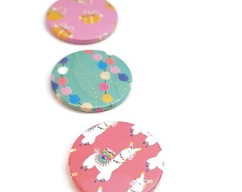 Alpaca Magnets-Fridge Magnets-refrigerator magnet-kitchen magnets-office round magnets-washi paper magnets-set of 3-Llama Magnets-Kawaii