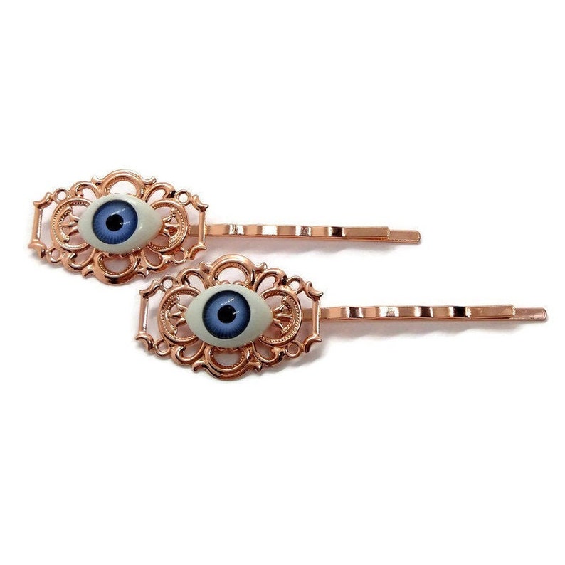 Pink Skull Hair Pins Set of 3 Skull Bobby Pins Goth Gothic Halloween Jewelry Teen Girl English Rose Pearl Pretty Hair Slides Macabre Gift