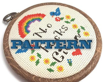 PDF Cross Stitch Pattern No Fucks Given-Adult Cross Stitch-Mature Mantra-DIY Hoop Art-Wall Art-Office Decor-Gifts for Men-Gag Gift-Mancave