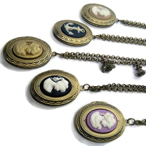 Image showcasing Cameo Locket Necklace Bronze Vintage Victorian Style Lady Cameo Jewelry ...