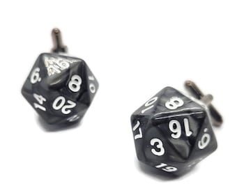 D20 Cuff Links Smoke Black Wedding Cuff links Groomsmen Gifts Geeky Geekery Offbeat Wedding Bridal Party Gamer Wedding Fathers Day